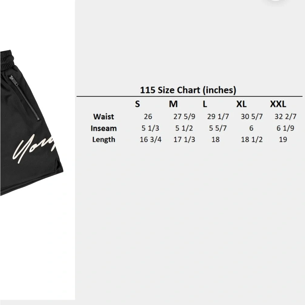 YoungLA Black Athletic Shorts with White Drawstring - Picture 5 of 7